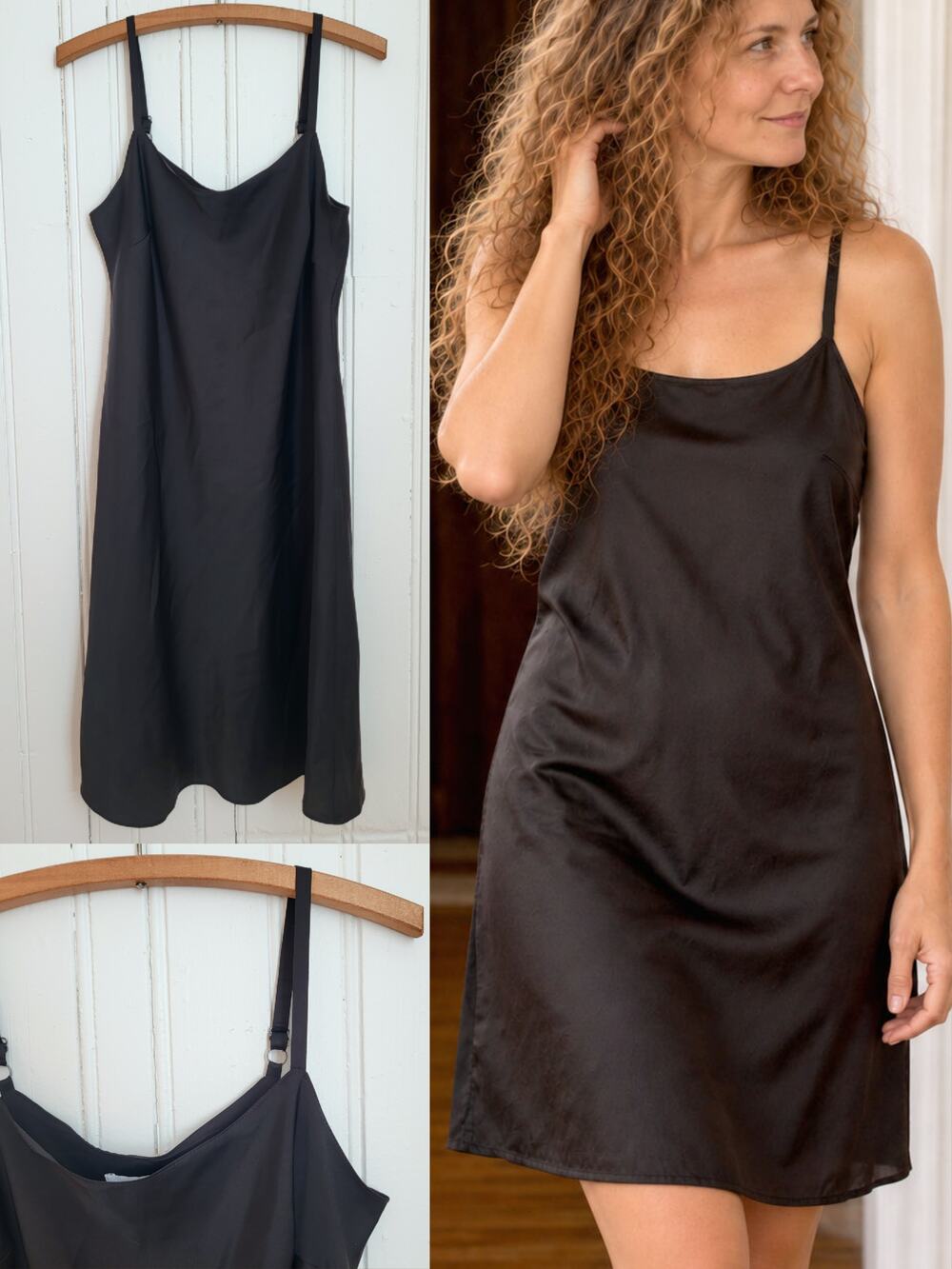 Calvin Klein Black Satin Slip Dress